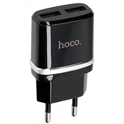 Мережевий зарядний пристрій Hoco C12 2 USB + USB Cable Type-C 2.4 A Black - мініатюра 3