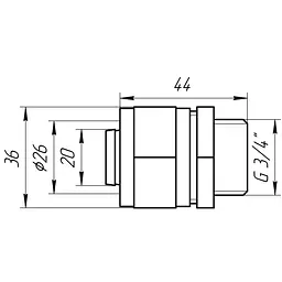 Муфта із зовнішньою різьбою APE 701 L 3/4″x26 000000613 - мініатюра 7