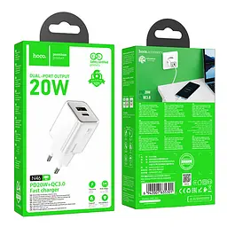Мережевий зарядний пристрій Hoco N46 Glorious PD20W+QC3.0 charger(EU) Білий - мініатюра 2
