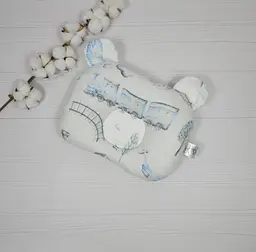 Дитяча ортопедична подушка 24×32 для новонароджених a.l.babybox Потяг фланель Молочний