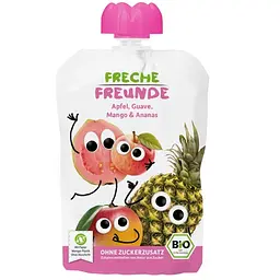 Органічне фруктове пюре Freche Freunde Яблуко, гуава, манго, ананас, 100 г (522837)