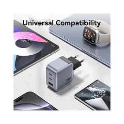 Зарядний пристрій Vention 2xUSB-C PD70W + 1xUSB QC3.0 22.5W GaN gray (FEXH0-EU) - мініатюра 11