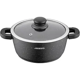 ARDESTO Каструля Gemini Anzio, скляна кришка, 20 см, чорний мармур, алюміній