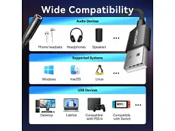 Звукова карта Vention 2 в 1 USB - AUX jack TRRS Ear DSP 0.25 м (CVEBC) - мініатюра 6