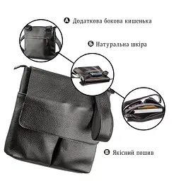 Сумка SHVIGEL 11157 із натуральної шкіри чорний - мініатюра 4