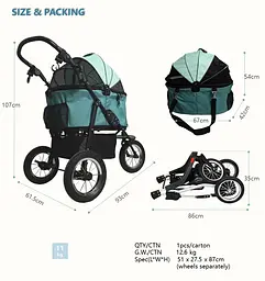 Коляска для домашніх тварин Bestopet Люпосанчик BS-RL-23 Mint Green - мініатюра 6