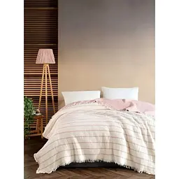 Муслінове покривало Striped Pudra 230х250 см Saheser pbe0051328