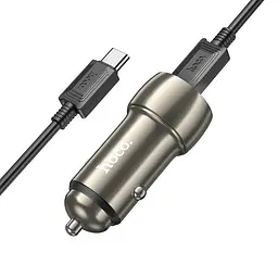 Адаптер автомобільний Type-C to Type-C Cable Tough dual port car charger Z48 синій - мініатюра 7