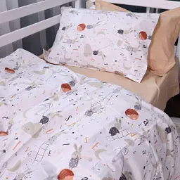 Простирадло на гумці MirSon Poplin Line Kids 06 Rabbit Alphabet 140х190 см темно-бежеве (2200009716980) - мініатюра 5