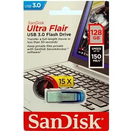 USB флеш накопичувач SanDisk 128GB Ultra Flair Blue USB 3.0 (SDCZ73-128G-G46B) - мініатюра 6