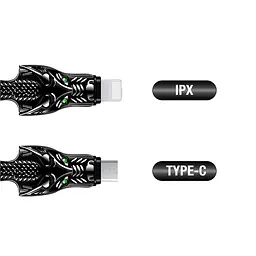 Кабель Aspor A196 Dragon Nylon LED USB – Lightning (2.4A/1м)- чорний