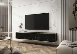 Тумба під телевізор навісна Perfect Home Оро / Oro 3-дверна RTV175 Чорний мармур роял (PFH-091363)