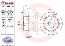 Диск гальмівний задній невентильований Bmw 3 75-94р Brembo (08.3947.24) - мініатюра 2