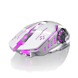 Бездротова ігрова мишка T2 RGB підсвічування USB Charge+Bluetooth безшумне з вбудованим акумулятором White  - мініатюра 2