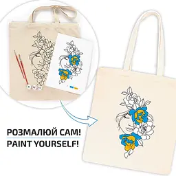 Екосумка-розмальовка, Квіти у волоссі , бавовна 220 г/м2, 38х42см, ROSA Talent - мініатюра 3