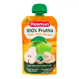 Пюре Plasmon Merenda 100% Frutta Яблуко, груша та банан з вітамінами, 100 г - мініатюра 2