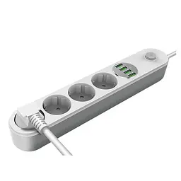 Мережевий фільтр-подовжувач СolorWay 4 розетки/4USB (CW-CHE44W)