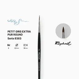 Пензель білка кругла Raphael Petit Gris Extra Pur, №2, професійний, коротка ручка - мініатюра 2