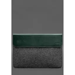 Чохол-конверт BlankNote Crazy Horse для MacBook 15 із клапаном шкіра+фетр Зелений - мініатюра 6