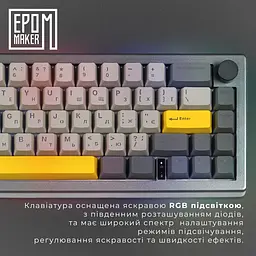Клавіатура Epomaker EK68 Flamingo Black механічна бездротова (EK68-B-F) - мініатюра 11