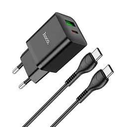 Адаптер сетевой HOCO Type-C to Type-C Cable founder charger set N28 1USB/1Type-C, 20W/3A, PD/QC - миниатюра 3