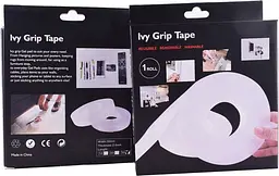 Кріпильна стрічка багаторазова гелієва на будь-які поверхні UKC Ivy Grip Tape 3м прозора - мініатюра 2