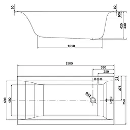 Ванна прямокутна Cersanit Larga 150x75 S301-304 - мініатюра 3