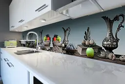 Кухонний фартух Happy Pocket самоклеючий Турецькі Глек наклейка метал натюрморт сірий 60х300 см Z180393
