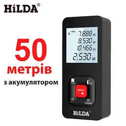 Лазерний далекомір HILDA LDM E50 CJ390 50 м, лазерна рулетка на акумуляторі - мініатюра 1