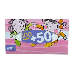 Двошарові паперові хустинки Bella Baby Happy 100+50 шт - мініатюра 1