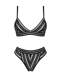 Комплект білизни Obsessive Natilya 2-pcs set M/L, black, бюстгальтер, трусики - мініатюра 5