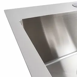 Кухонна мийка Platinum Handmade 500x500x220 (товщина 3,0/1,5 мм корзина та дозатор в комплекті), Нержавіюча сталь - мініатюра 6