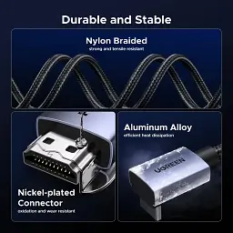 Кабель мультимедійний HDMI M to HDMI M 2.0m 8K60Hz 48Gbps braided black Ugreen (85169) - мініатюра 9