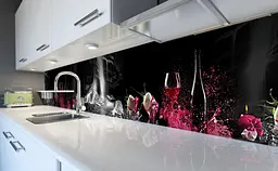 Вініловий кухонний фартух Бризки вина наклейка для кухні келихи троянди Абстракція Чорний Happy Pocket Z181520 - мініатюра 6