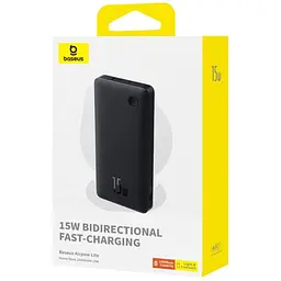 Зовнішній акумулятор Baseus Airpow Lite Power Bank 10000mAh 15W Cosmic Black (With Simple Series Data Cable USB to Type-C 30cm Black) (P10067500123-00) - мініатюра 2