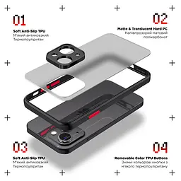 Чехол-накладка для Samsung Galaxy M15 5G (M156), Frosted Matte, черный, противоударный чехол с защитой всего корпуса, термополиуретан TPU + поликарбонат PC, ArmorStandart (ARM74379) - мініатюра 2