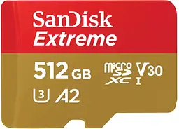 Карта пам'яті microSD 512GB C10 UHS-I U3 R190/W130MB/s Extreme V30 SanDisk teh0013301
