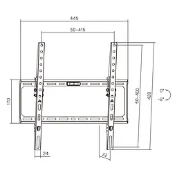Кронштейн для ТВ AGN AGN75-440T з нахилом/32"-75"/45 кг/max.VESA 400x400/Чорний - мініатюра 5