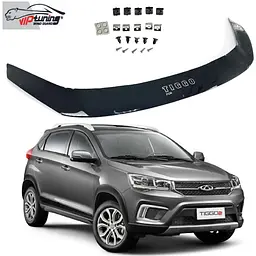 Дефлектор капоту мухобійка для Chery Tiggo 2 2017- Євро Кріплення (Vip Tuning) CR20S