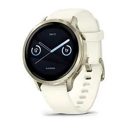 Смарт-годинник Garmin Venu 4 41 мм Lunar Gold з бежевим силіконовим ремінцем