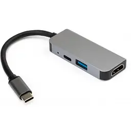 Концентратор Vinga Type-C to 4K HDMI+USB3.0+PD aluminium (VCPHTC3AL) - мініатюра 2