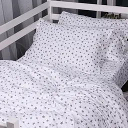 Постільна білизна MirSon 016 White Stars Фланель 2x143x210 Сімейний (2200009652158) - мініатюра 3