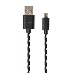 Дата кабель USB 2.0 AM to Micro 5P 2color nylon 1m black Vinga (VCPDCMBN31BK) - мініатюра 2