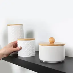 Ємність для зберігання МВМ My Home, 450 мл, біла (KP-18 S WHITE/WOOD) - мініатюра 3