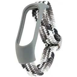 Ремінець Braided Buckle Enhanced Mi Band 3/4/5/6/7 Сірий Білий