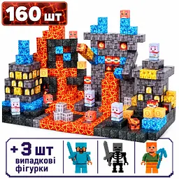 Магнітний конструктор Minecraft 160 шт по грі Майнкрафт Нижній світ та лава Mk001021 - мініатюра 2