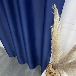 Матові атласні блекаут штори синього кольору 2шт. 150х270 з білим шифоновим тюлем 400х270, на тасьмі ALBO pbe0052591 - мініатюра 8