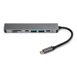 Концентратор Vinga Type-C to 4K HDMI+2*USB3.0+SD+TF+PD+USB-C 3.1 Gen1 aluminium (VCPHTC7AL) - мініатюра 4