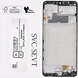 Дисплей Samsung M325 Galaxy M32 чорний, Amoled, оригінал, сервісне пакування, з рамкою, GH82-26193A