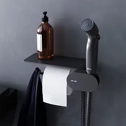 Гігієнічний душ прихованого монтажу Am.Pm Like з полицею black matt F0202622, Чорний матовий - мініатюра 2